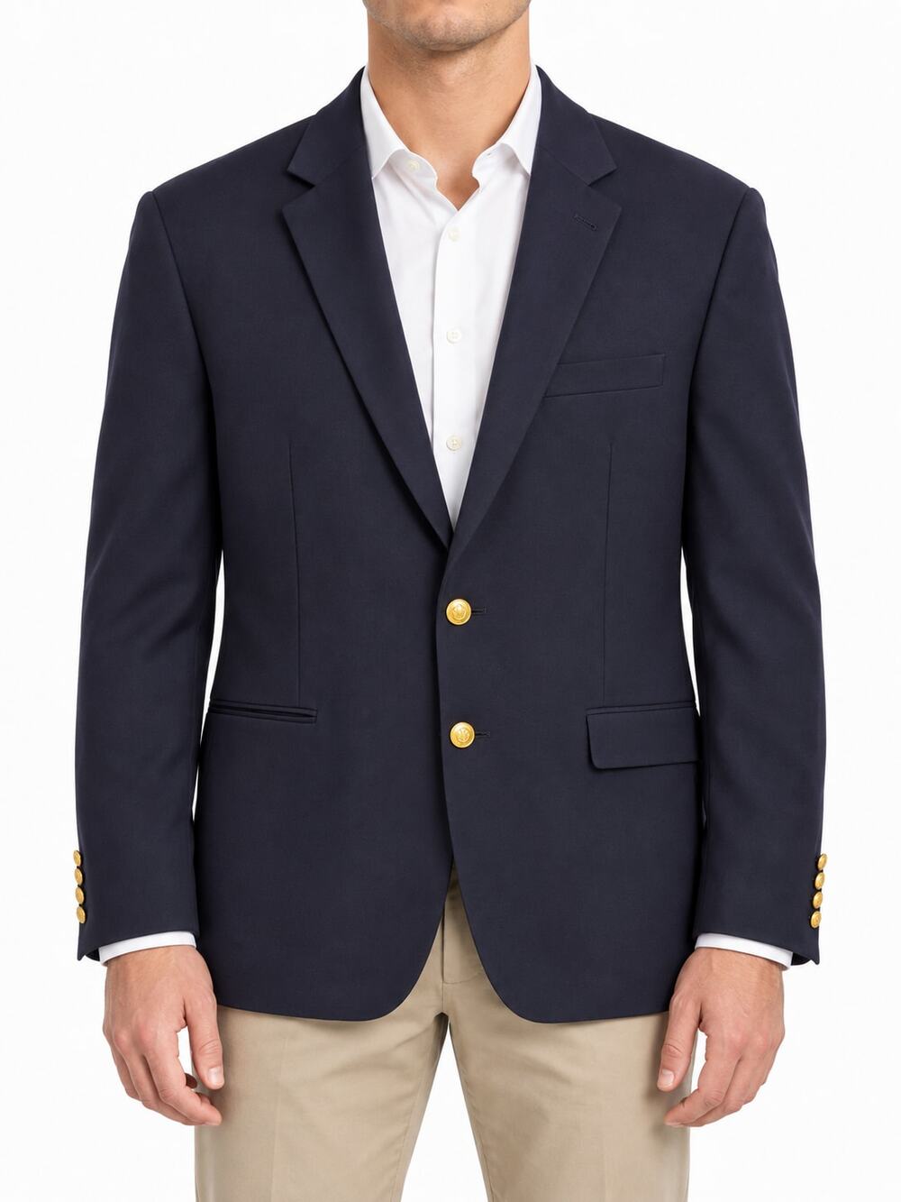 Lauren Ralph Lauren Men's 100% Wool Navy Blue Sport Coat Blazer 48R Gold Buttons